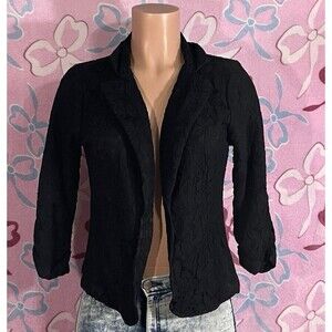 Miss Chievous Black Floral Print Blazer Cropped Whimsigoth Size Medium